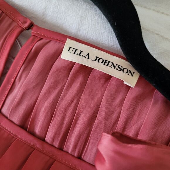 $878 Ulla Johnson - Alessa Dress in CeriseStriped Pleated Plissé Midi Sz 2 - Picture 11 of 16